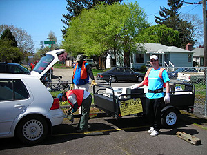 Our CEO collecting Computers and electronics for Free Geek